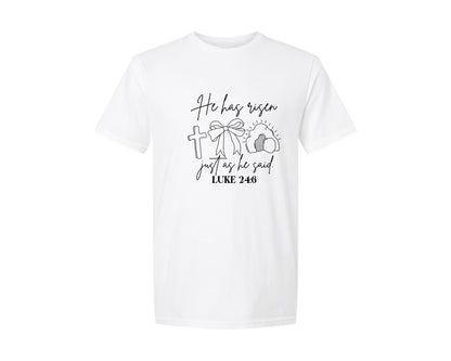 brand:Generic|color:White|He Has Risen Graphic T-Shirt