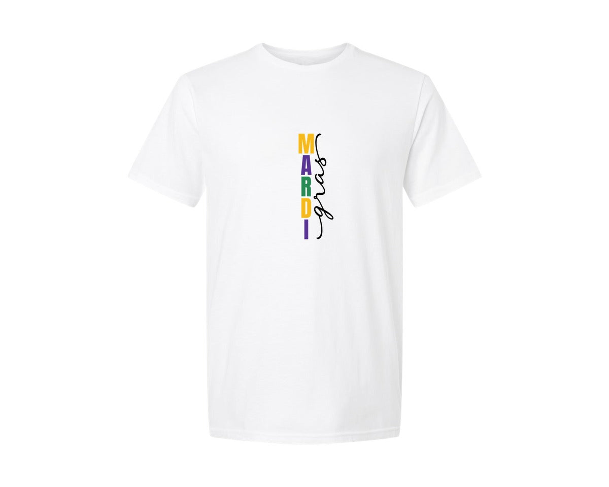 brand:Generic|color:White|Mardi Gras Trendy Mardi Gras Graphic T-Shirt