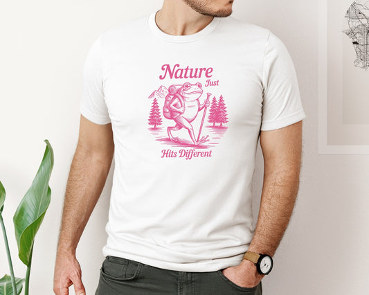Nature Just Hits Different Funny Frog Graphic T-Shirt