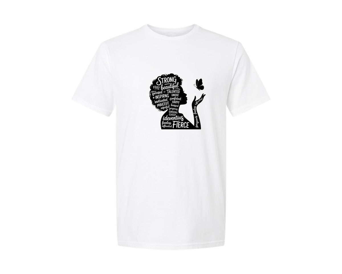 brand:Generic|color:White|Afro Black Woman T Shirt Design Graphic T-Shirt