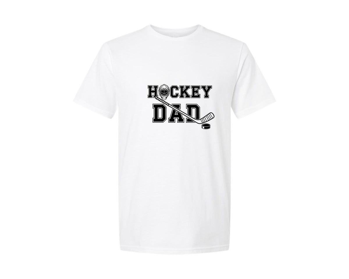 brand:Generic|color:White|Bold Varsity Hockey Dad Emblem 2 Graphic T-Shirt