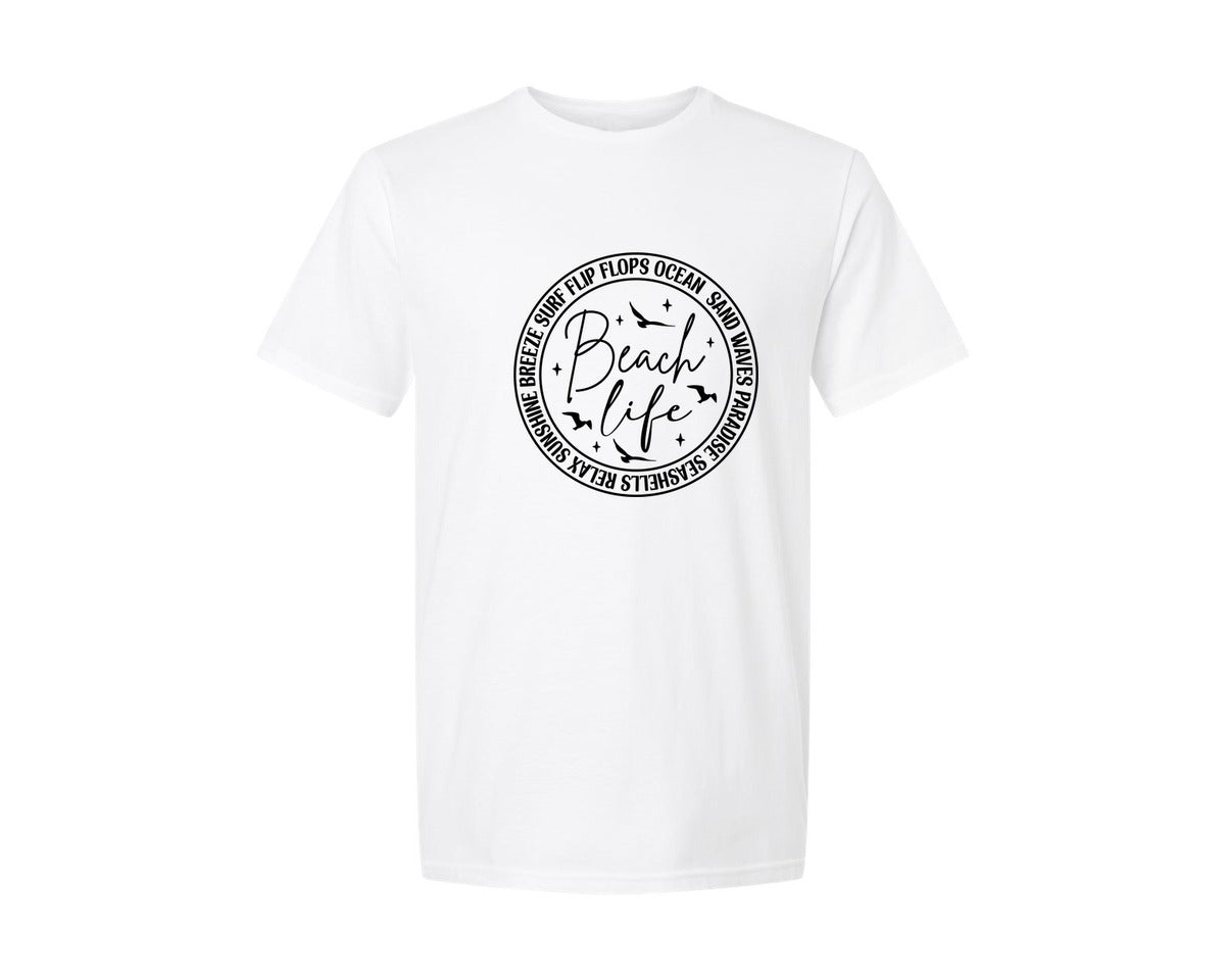 brand:Generic|color:White|Beach Life Beach Vacation Graphic T-Shirt