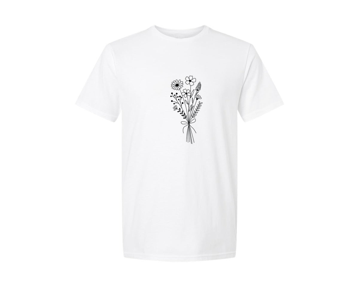 brand:Generic|color:White|Flowers Flower Split Monogram 3 Graphic T-Shirt