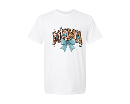 brand:Generic|color:White|Western Leopard Mama With Bow 7 Graphic T-Shirt