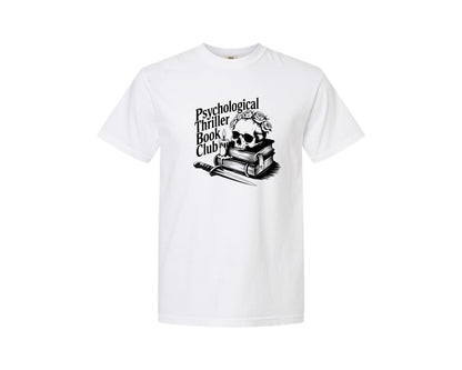 brand:Comfort Colors|color:White|Psychological Thriller Book Club T S Graphic T-Shirt