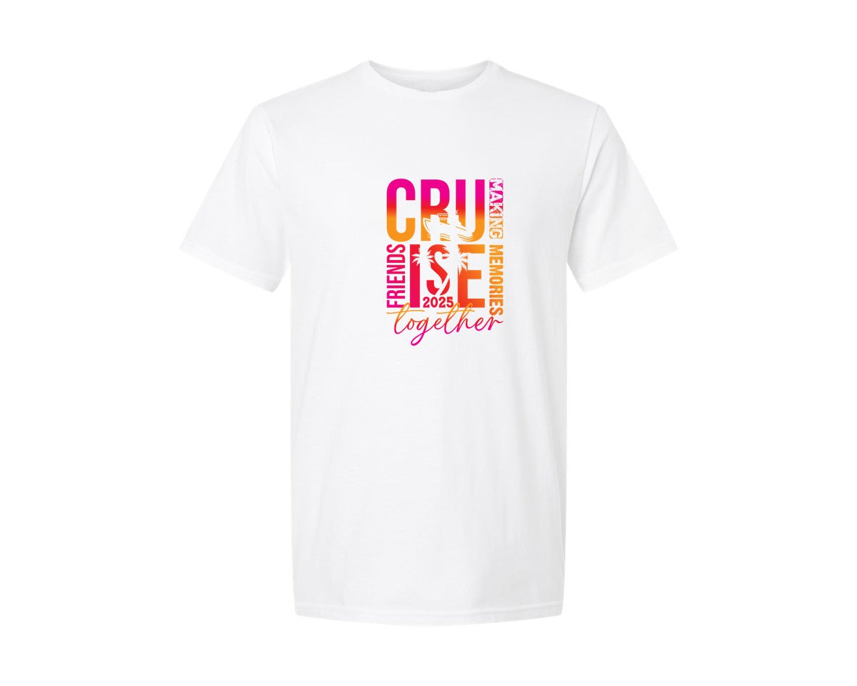 brand:Generic|color:White|Friends Cruise 2025 Friends Cruise Graphic T-Shirt