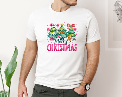 brand:Bella Canvas|color:White|Merry Christmas Tree Coquette 3 Graphic T-Shirt