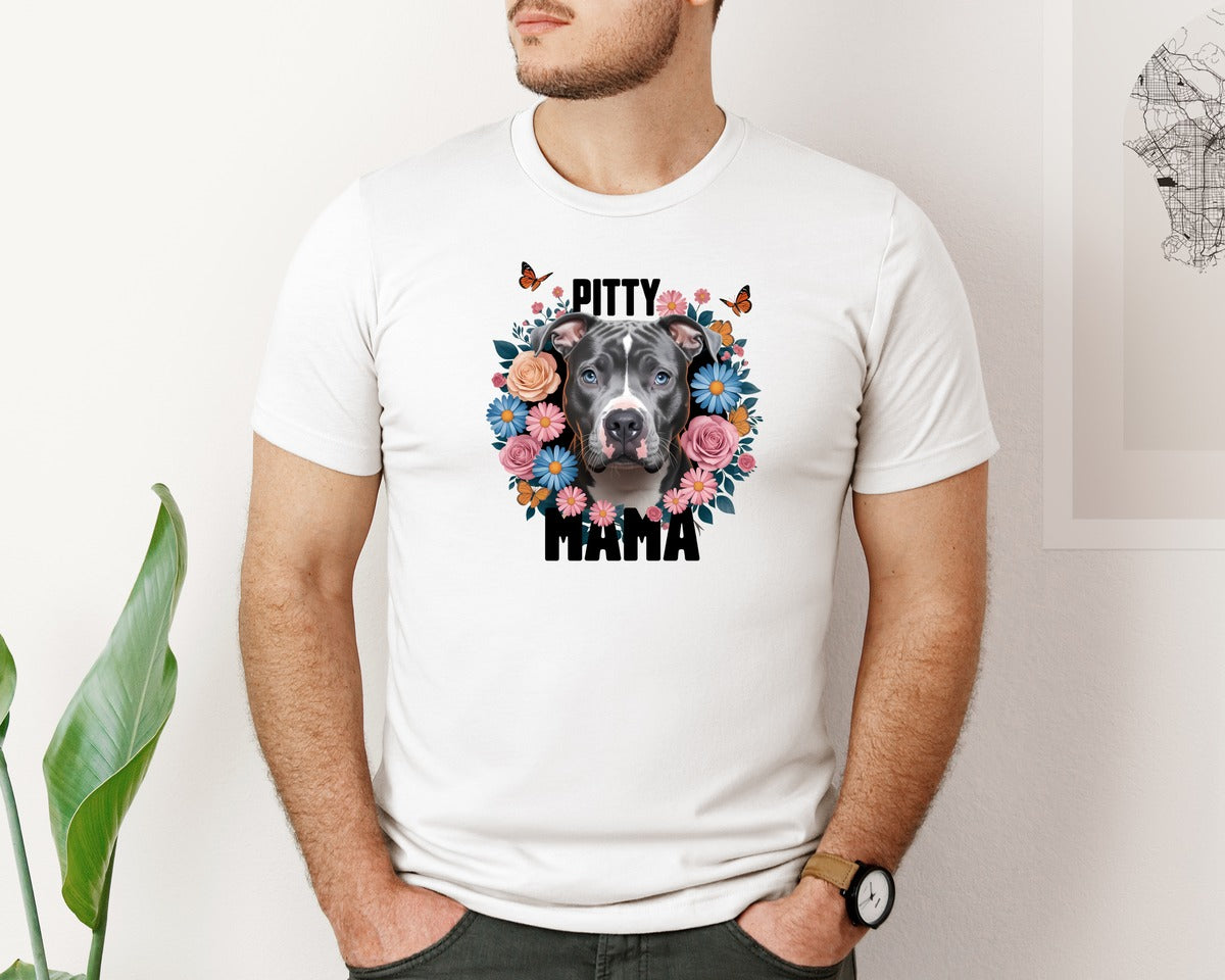 brand:Bella Canvas|color:White|Pitty Mama Cute Pitbull Dog 3 Graphic T-Shirt