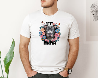 brand:Bella Canvas|color:White|Pitty Mama Cute Pitbull Dog 3 Graphic T-Shirt