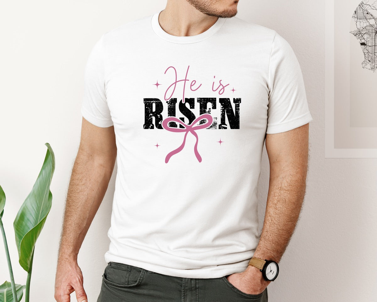 brand:Bella Canvas|color:White|Christian Easter He Is Risen 2 Graphic T-Shirt
