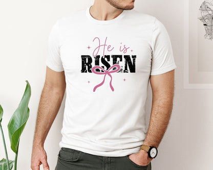 brand:Bella Canvas|color:White|Christian Easter He Is Risen 2 Graphic T-Shirt