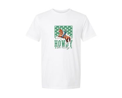 brand:Generic|color:White|Howdy Go Lucky St Patricks Day Graphic T-Shirt