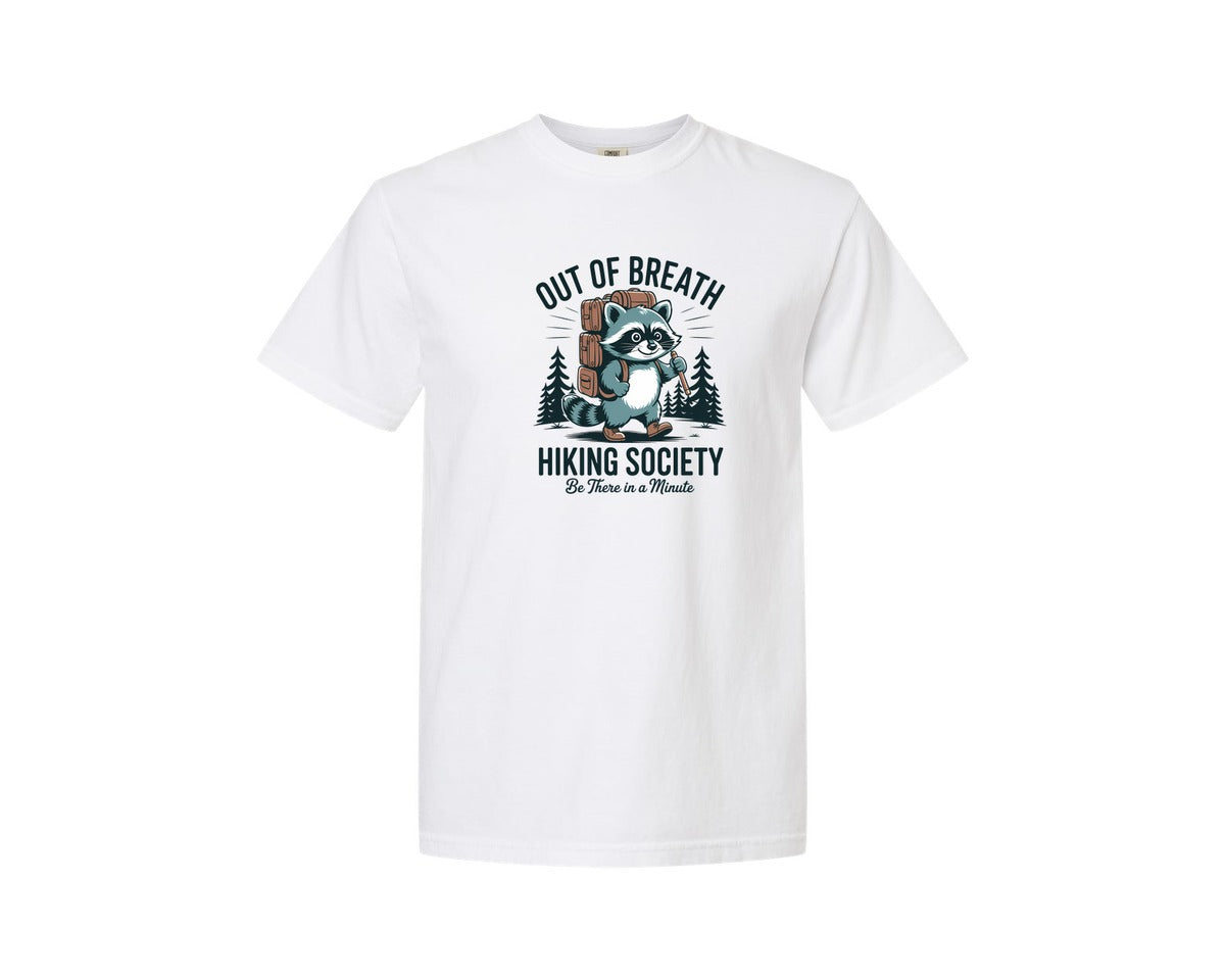 brand:Comfort Colors|color:White|Out Of Breath Hiking Society Shirt Graphic T-Shirt