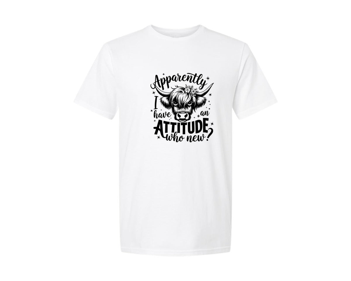 brand:Generic|color:White|Apparently I Have An Attitude Who T Graphic T-Shirt