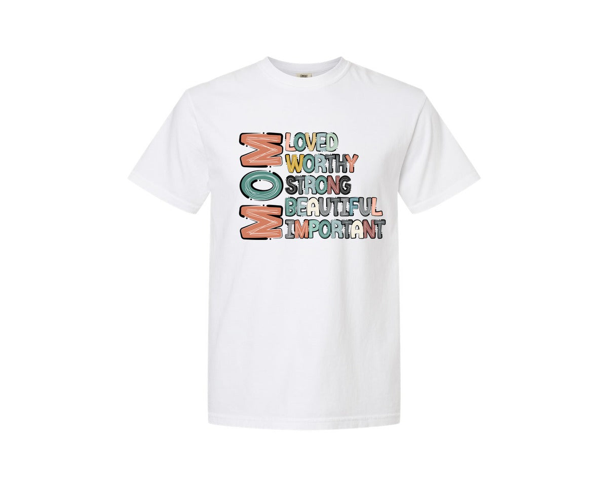 brand:Comfort Colors|color:White|Mom Mothers Day Design Graphic T-Shirt