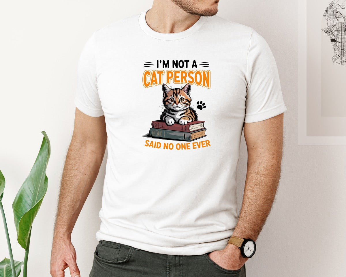brand:Bella Canvas|color:White|Cat Person Ever Vector Typography Design Graphic T-Shirt