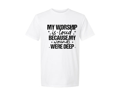 brand:Generic|color:White|Jesus File My Worship Is Loud 3 Graphic T-Shirt