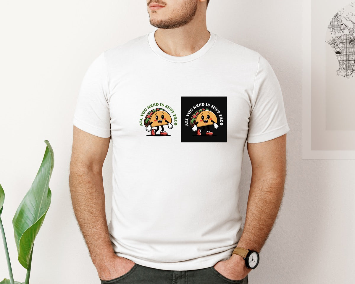 brand:Bella Canvas|color:White|Funny Taco Mascot Design Graphic T-Shirt