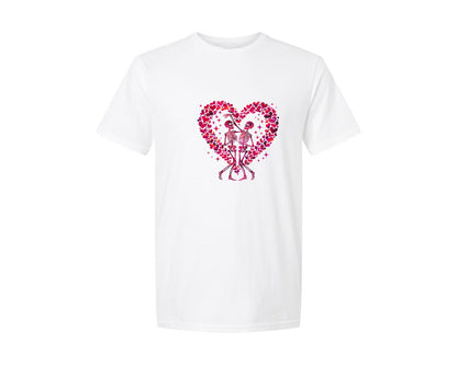 brand:Generic|color:White|Skeleton Couple Heart Of Love Valentine Graphic T-Shirt