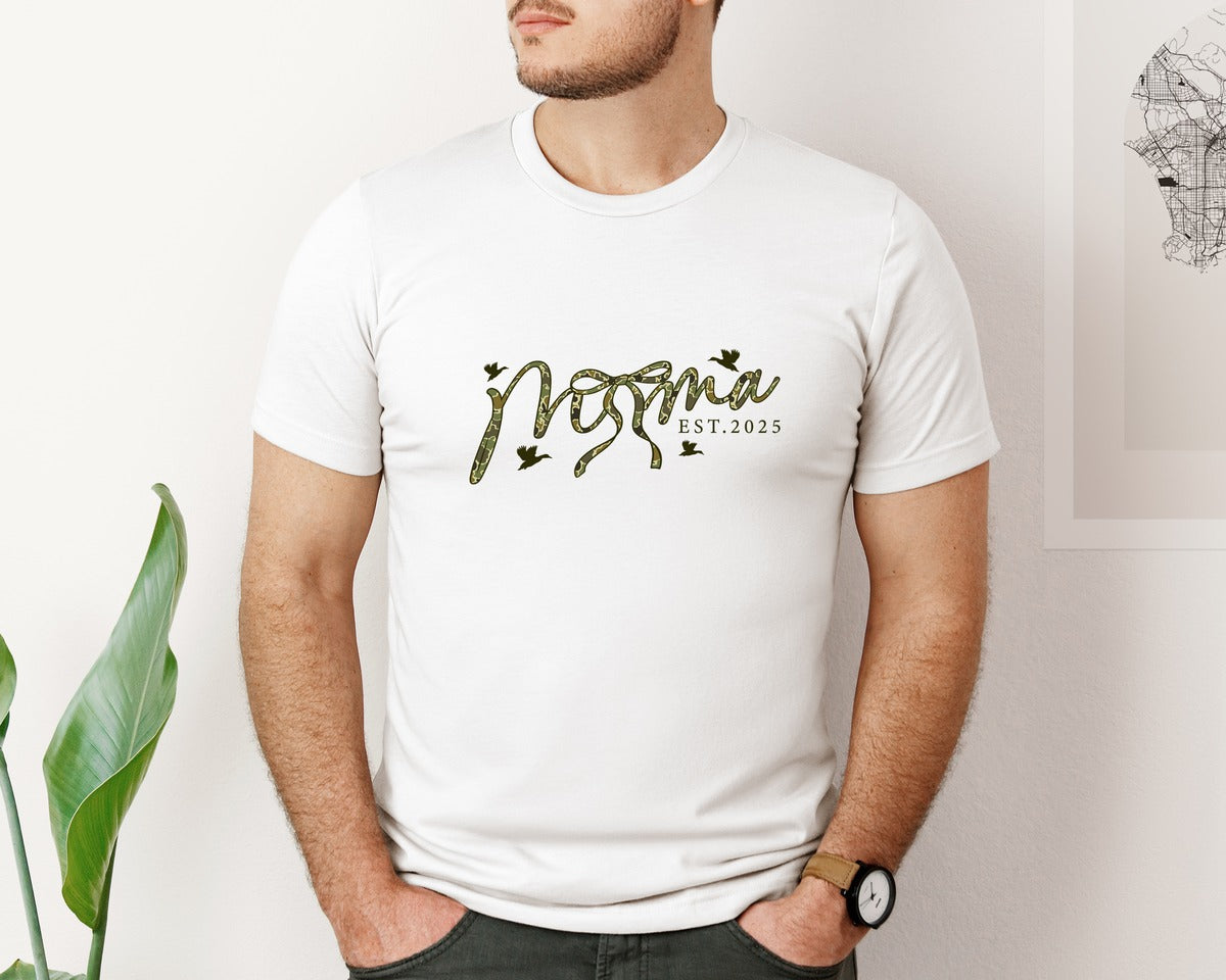 brand:Bella Canvas|color:White|Camo Mama Bow Duck Hunting Mama Graphic T-Shirt