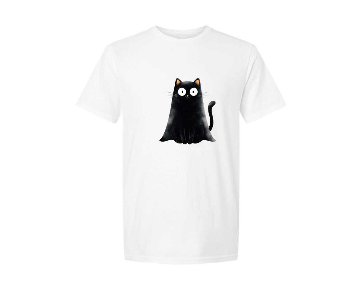 brand:Generic|color:White|Halloween Ghost And Cat 25 Graphic T-Shirt
