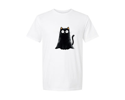 brand:Generic|color:White|Halloween Ghost And Cat 25 Graphic T-Shirt