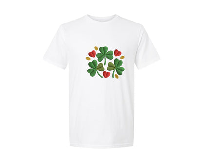 brand:Generic|color:White|Lucky Day Heart Leaves 2 Graphic T-Shirt
