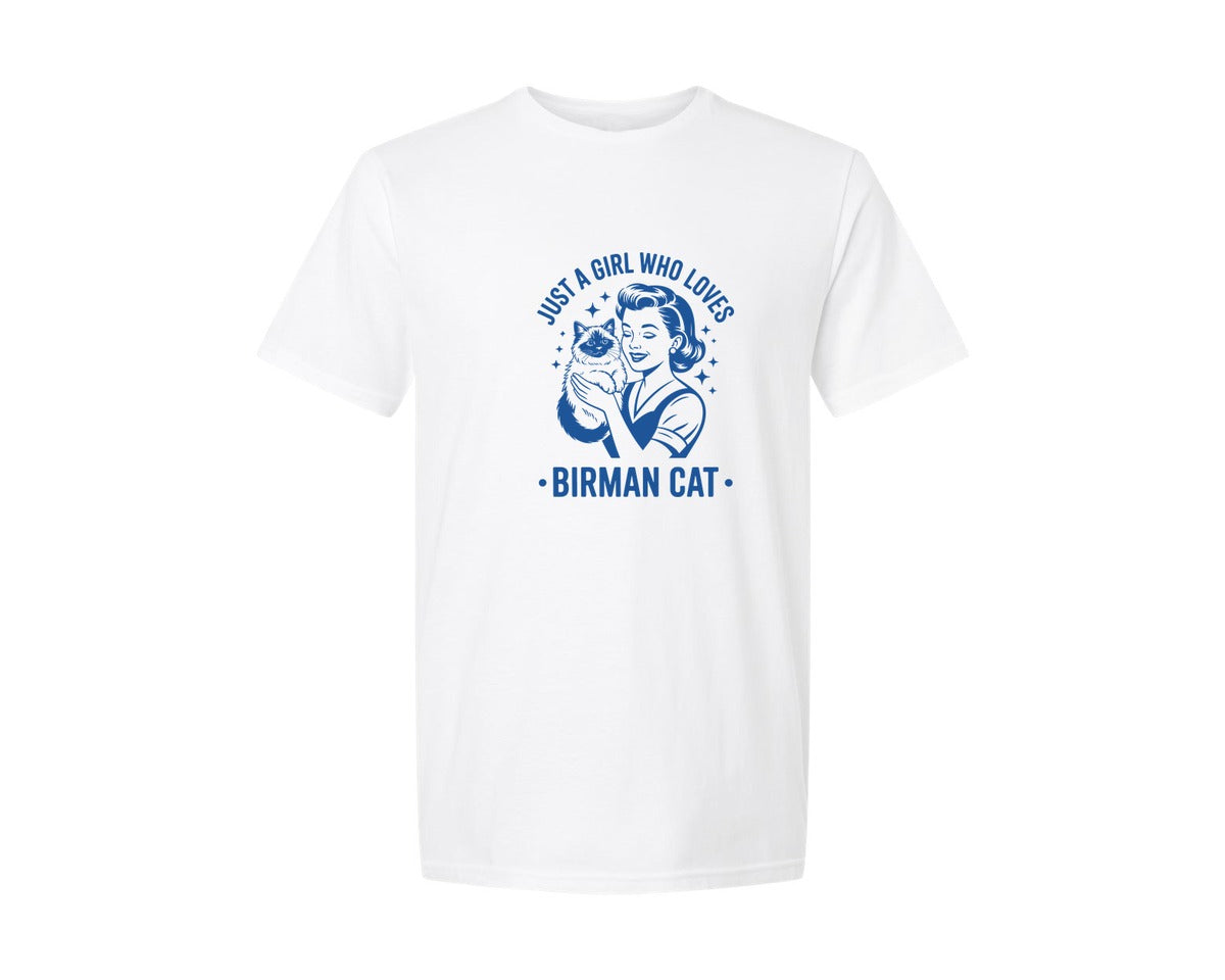 brand:Generic|color:White|Just A Girl Who Loves Birman Cat T Shirt Graphic T-Shirt