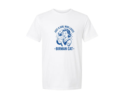 brand:Generic|color:White|Just A Girl Who Loves Birman Cat T Shirt Graphic T-Shirt