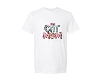 brand:Generic|color:White|Floral Cat Mom Design 7 Graphic T-Shirt