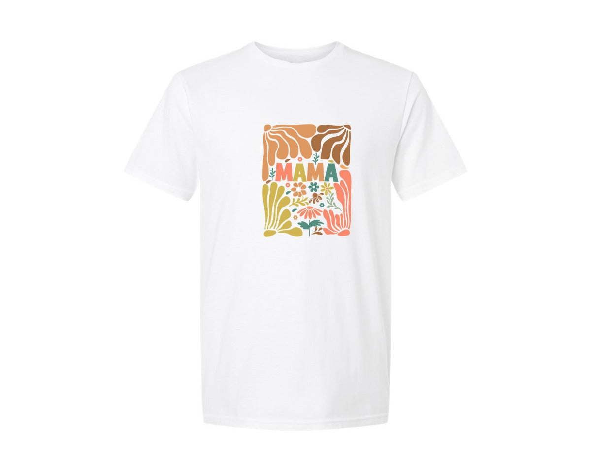 brand:Generic|color:White|Floral Mama Mama Flower Coquet Graphic T-Shirt