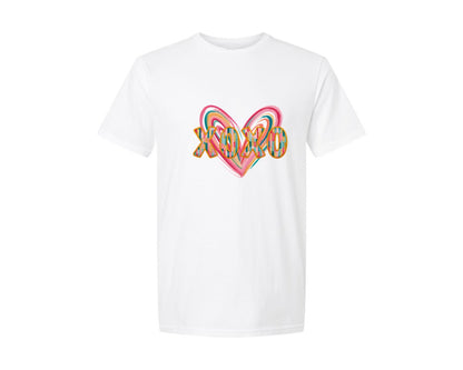 brand:Generic|color:White|Xoxo Brushstroke Valentine Heart Graphic T-Shirt
