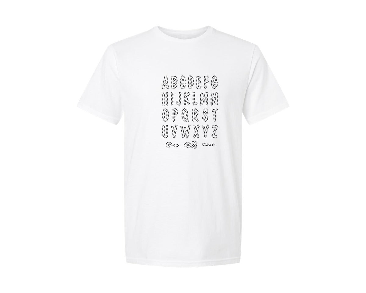 brand:Generic|color:White|Rhinestone Design Font Casual 2 Graphic T-Shirt