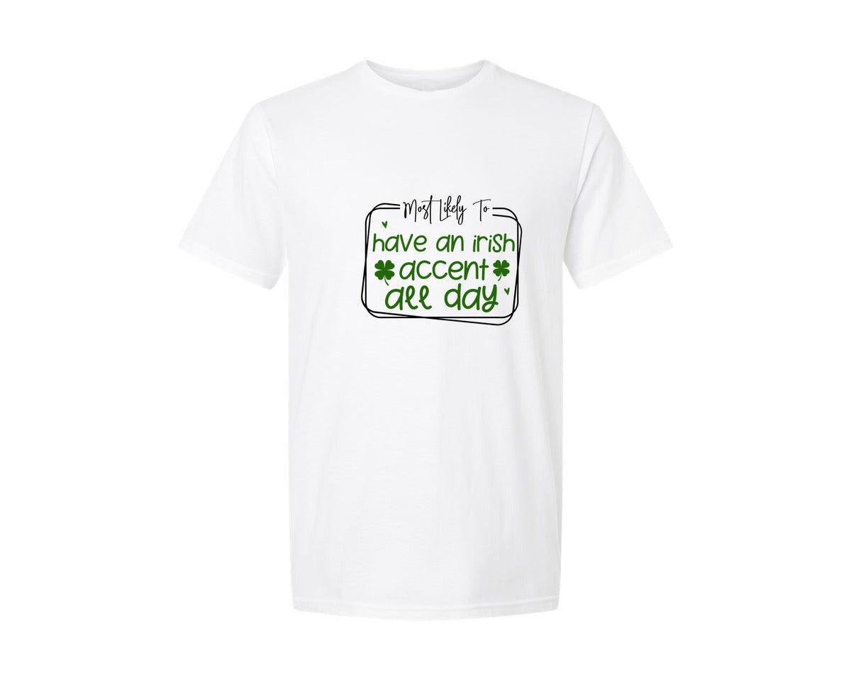 brand:Generic|color:White|Most Likely To St Patricks 3 Graphic T-Shirt