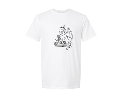 brand:Generic|color:White|Cat And Dragon Book Book Lover Desig Graphic T-Shirt