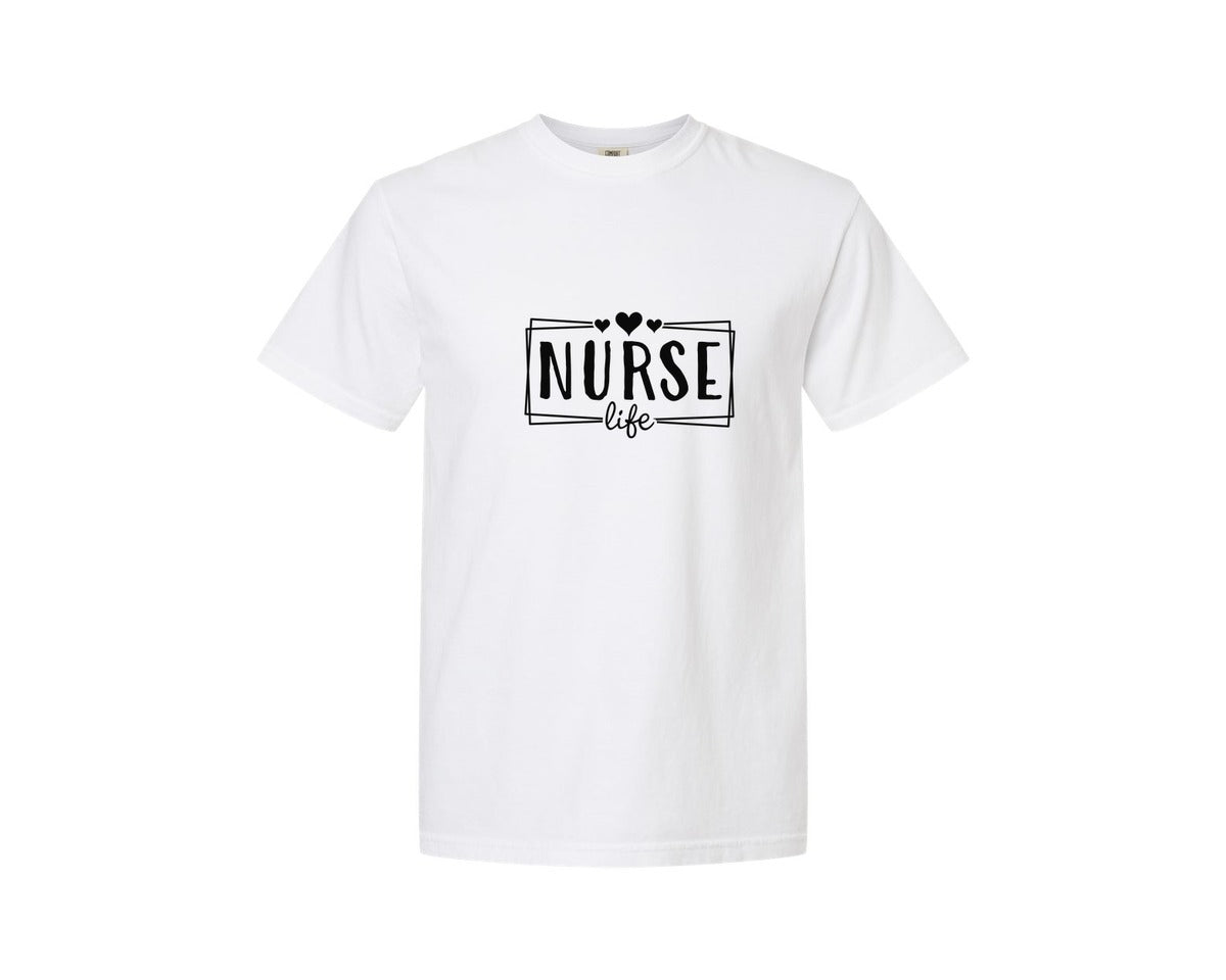 brand:Comfort Colors|color:White|Nurse Life Nursing Life Cna Graphic T-Shirt