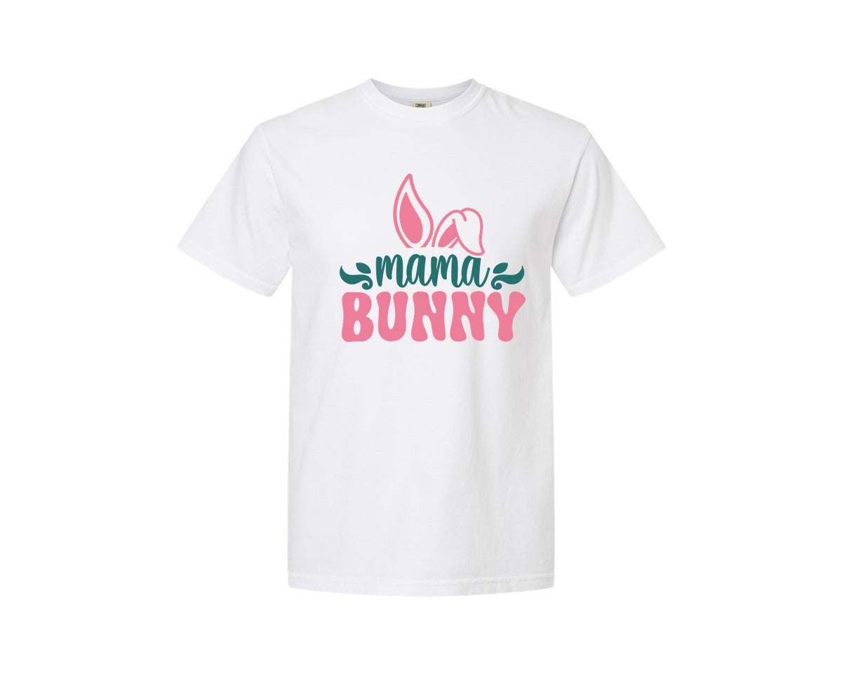 brand:Comfort Colors|color:White|Mama Bunny Easter Mama Bunny Graphic T-Shirt