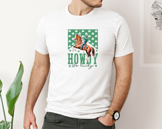 Howdy Go Lucky St Patricks Day Graphic T-Shirt