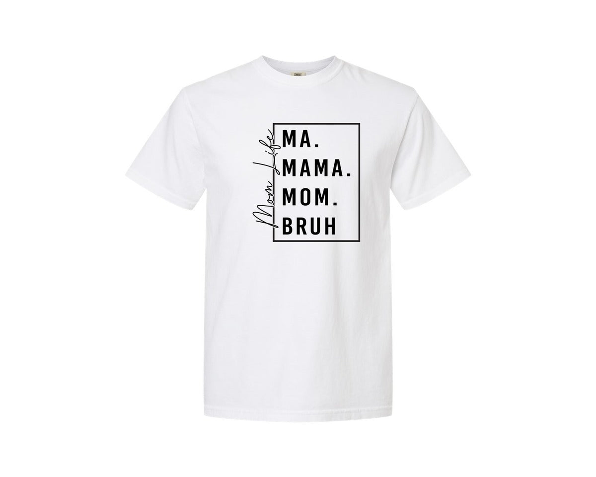 brand:Comfort Colors|color:White|Mama Mommy Mom Bruh Funny Mom 12 Graphic T-Shirt
