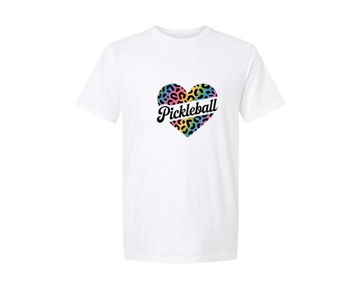 brand:Generic|color:White|Rainbow And Animal Print Pickleball Graphic T-Shirt