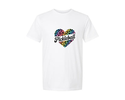 brand:Generic|color:White|Rainbow And Animal Print Pickleball Graphic T-Shirt