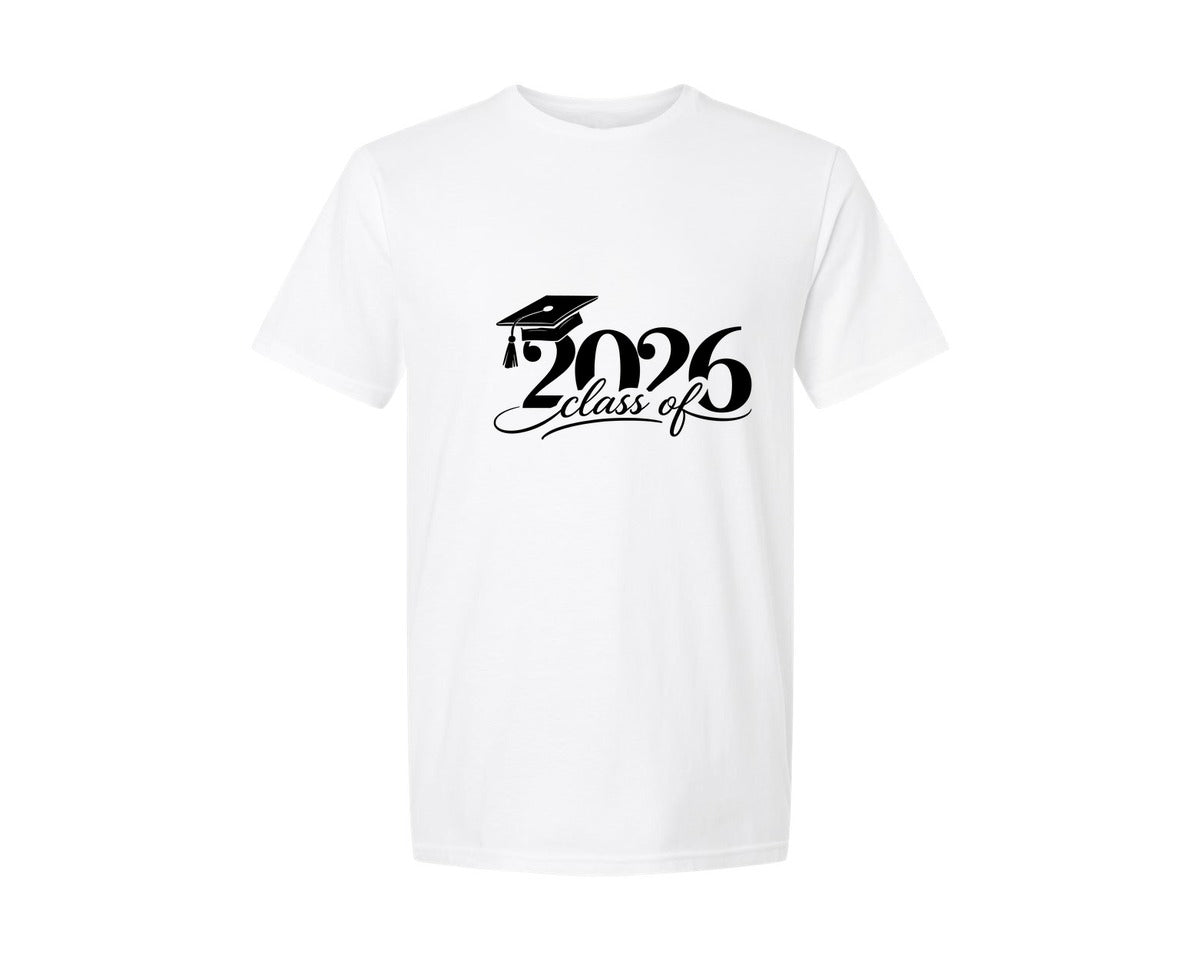 brand:Generic|color:White|Class Of 2026 Script Graphic T-Shirt