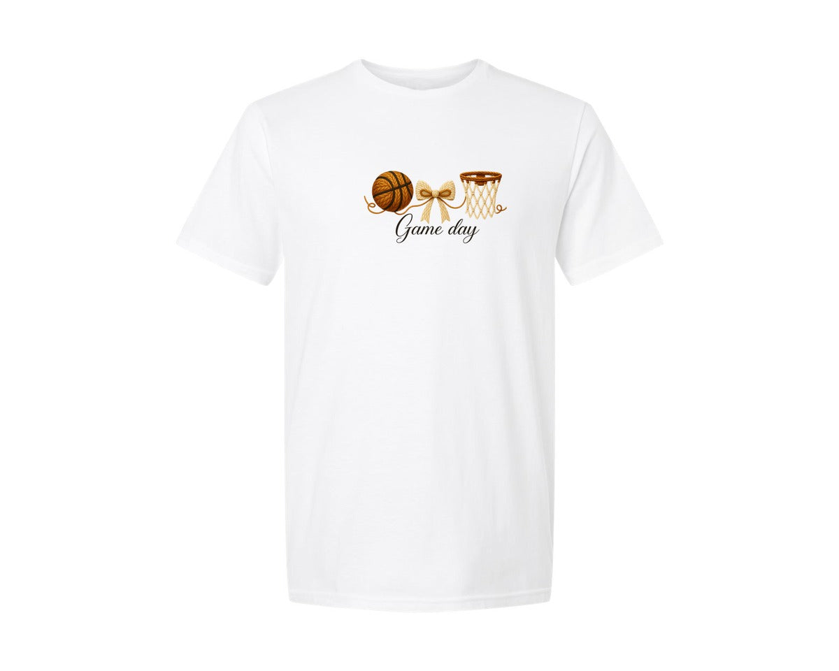 brand:Generic|color:White|Basketball Game Day 8 Graphic T-Shirt