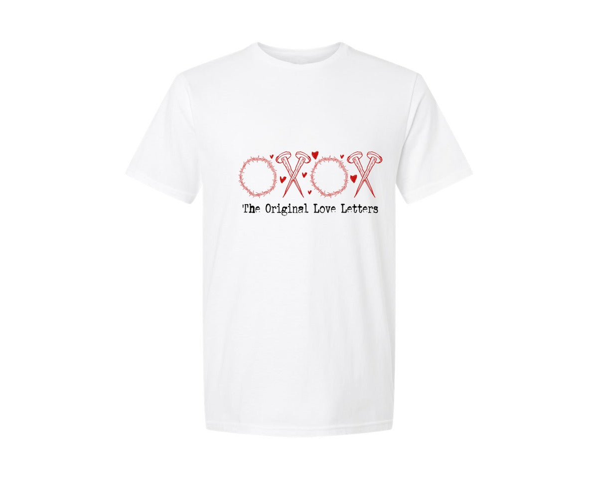 brand:Generic|color:White|Faux Yarn Xoxo The Original Love Letter Graphic T-Shirt