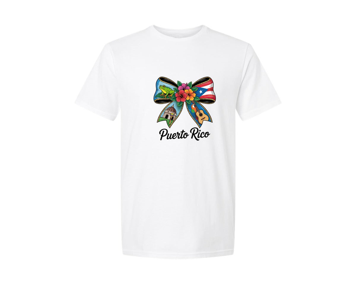 brand:Generic|color:White|Puerto Rico Tropical Bow 4 Graphic T-Shirt