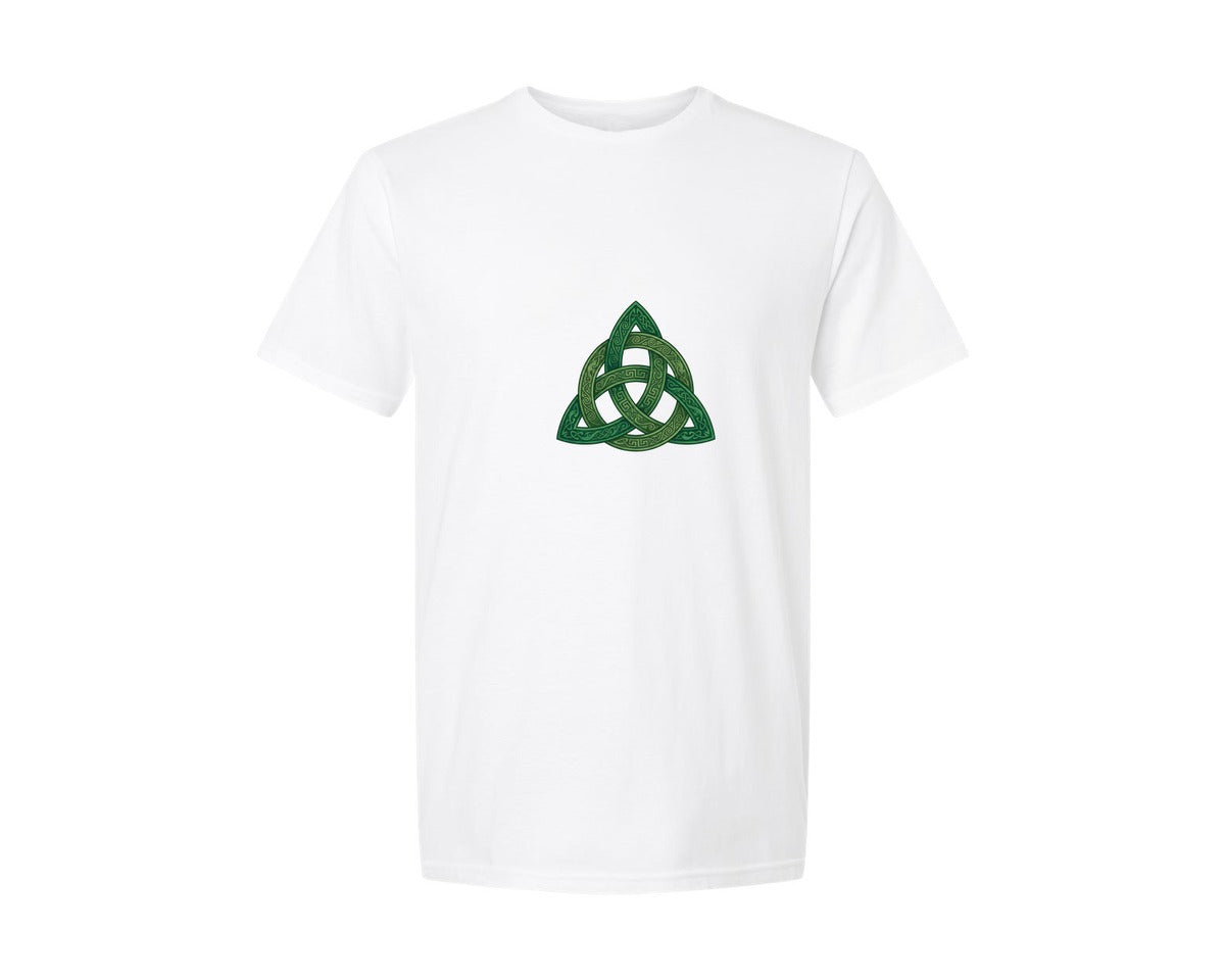brand:Generic|color:White|Green Celtic Trinity Knot Symbol Graphic T-Shirt