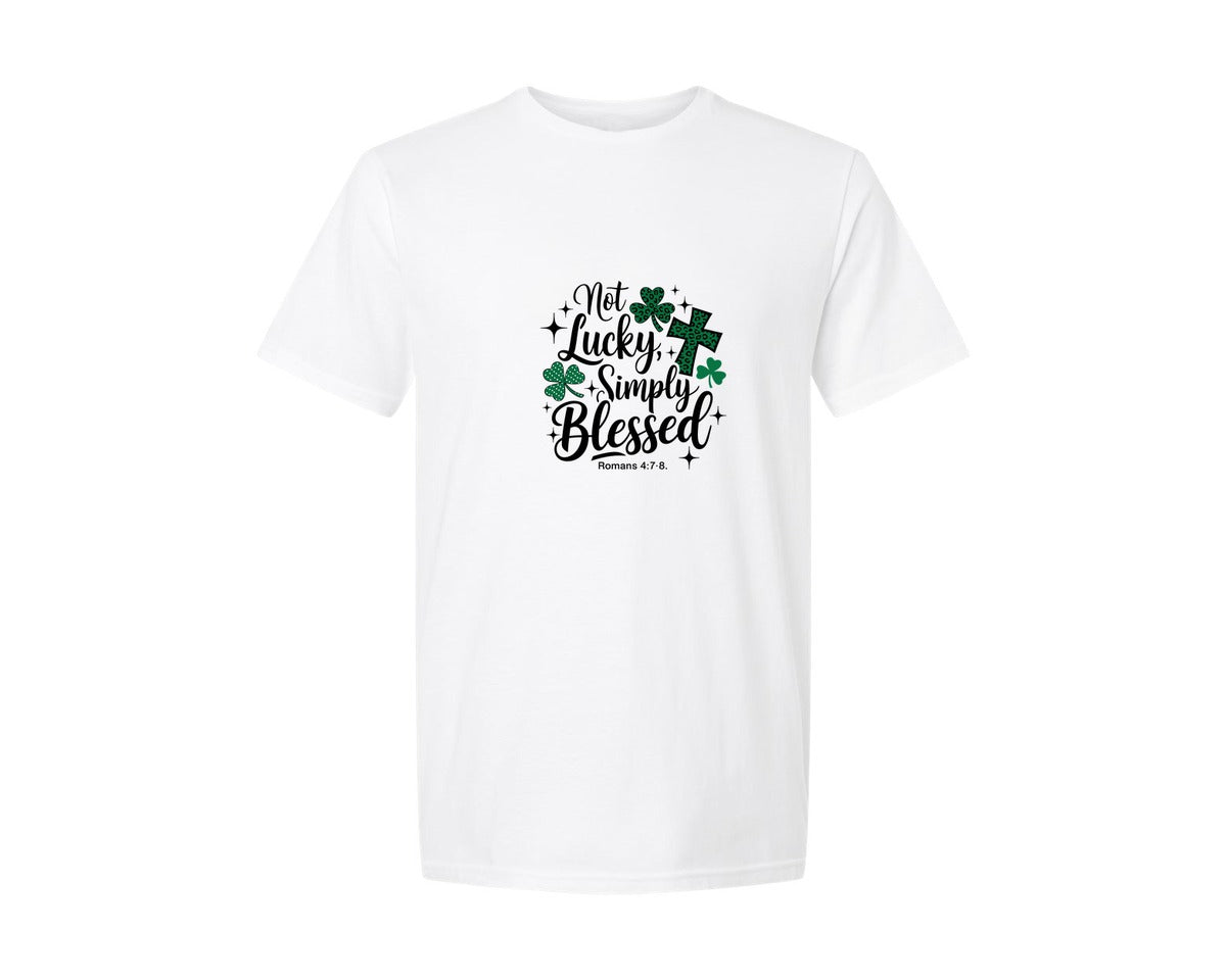 brand:Generic|color:White|Not Lucky Simply Blessed St Patricks D 2 Graphic T-Shirt