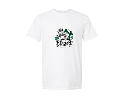 brand:Generic|color:White|Not Lucky Simply Blessed St Patricks D 2 Graphic T-Shirt