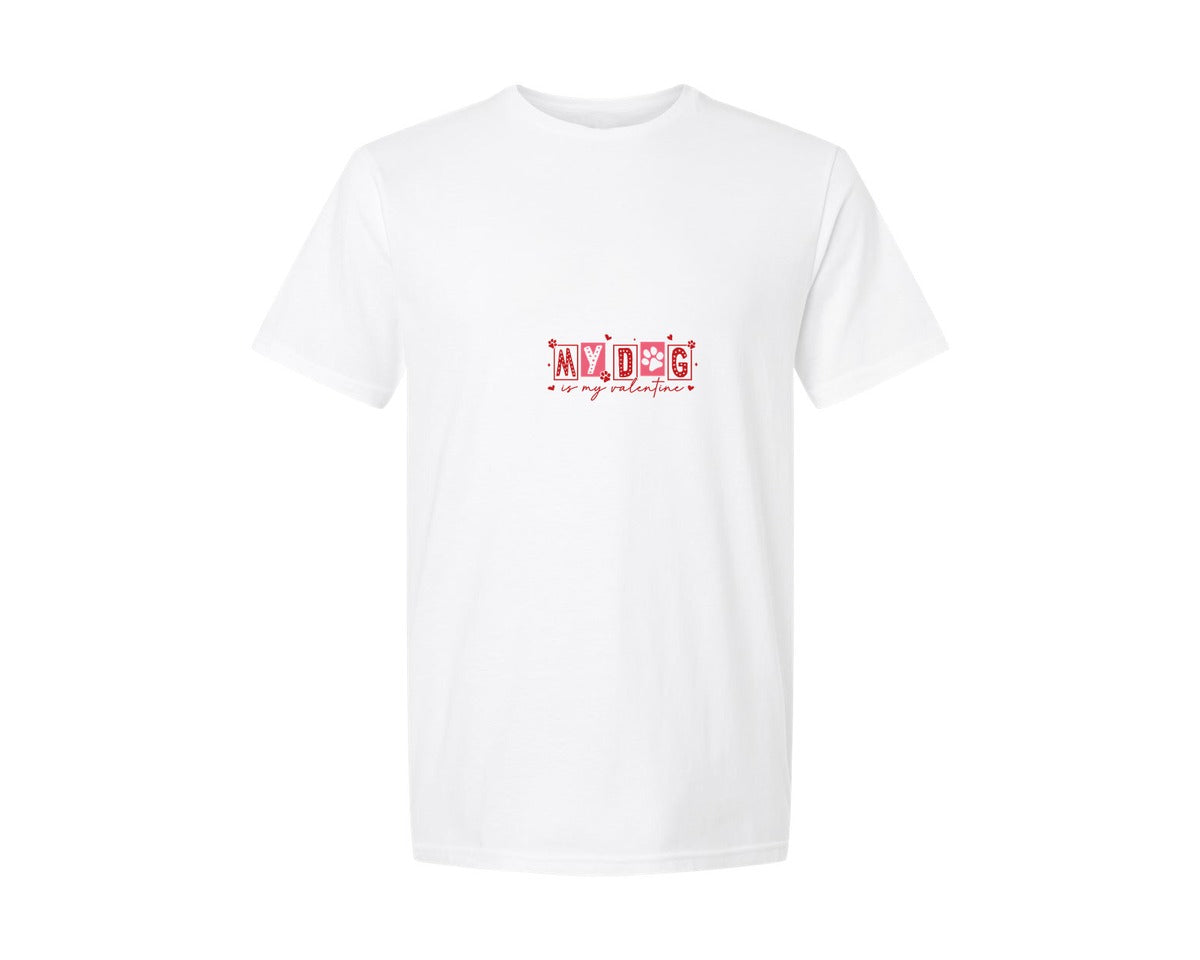 brand:Generic|color:White|Coquette Bow Dog Valentine Heart Graphic T-Shirt