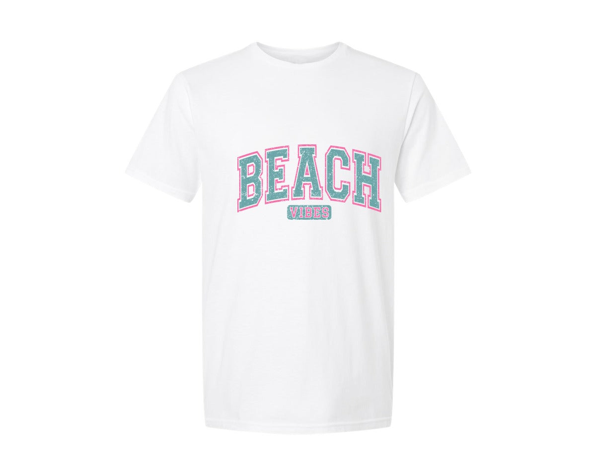 brand:Generic|color:White|Summer Beach Vibes Vacation Varsity Graphic T-Shirt